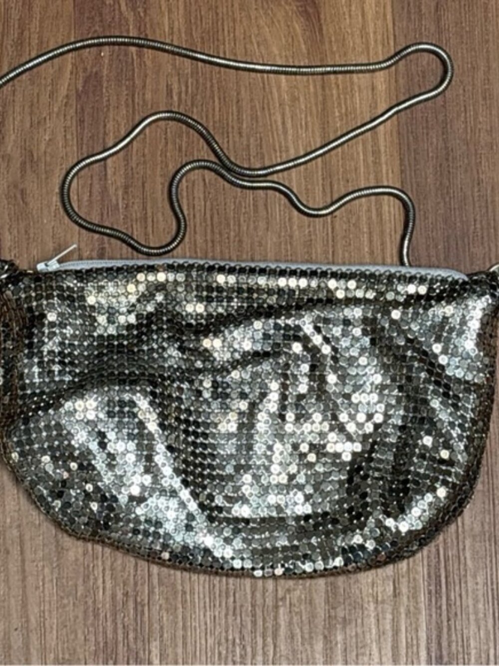 Vintage La Regale Metal Gray Mesh Evening Shoulder Bag Handbag Purse Clutch